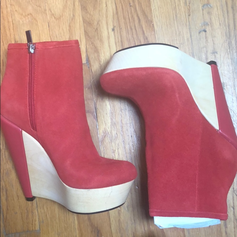 Kelsi Dagger Red Suede Booties- NWT